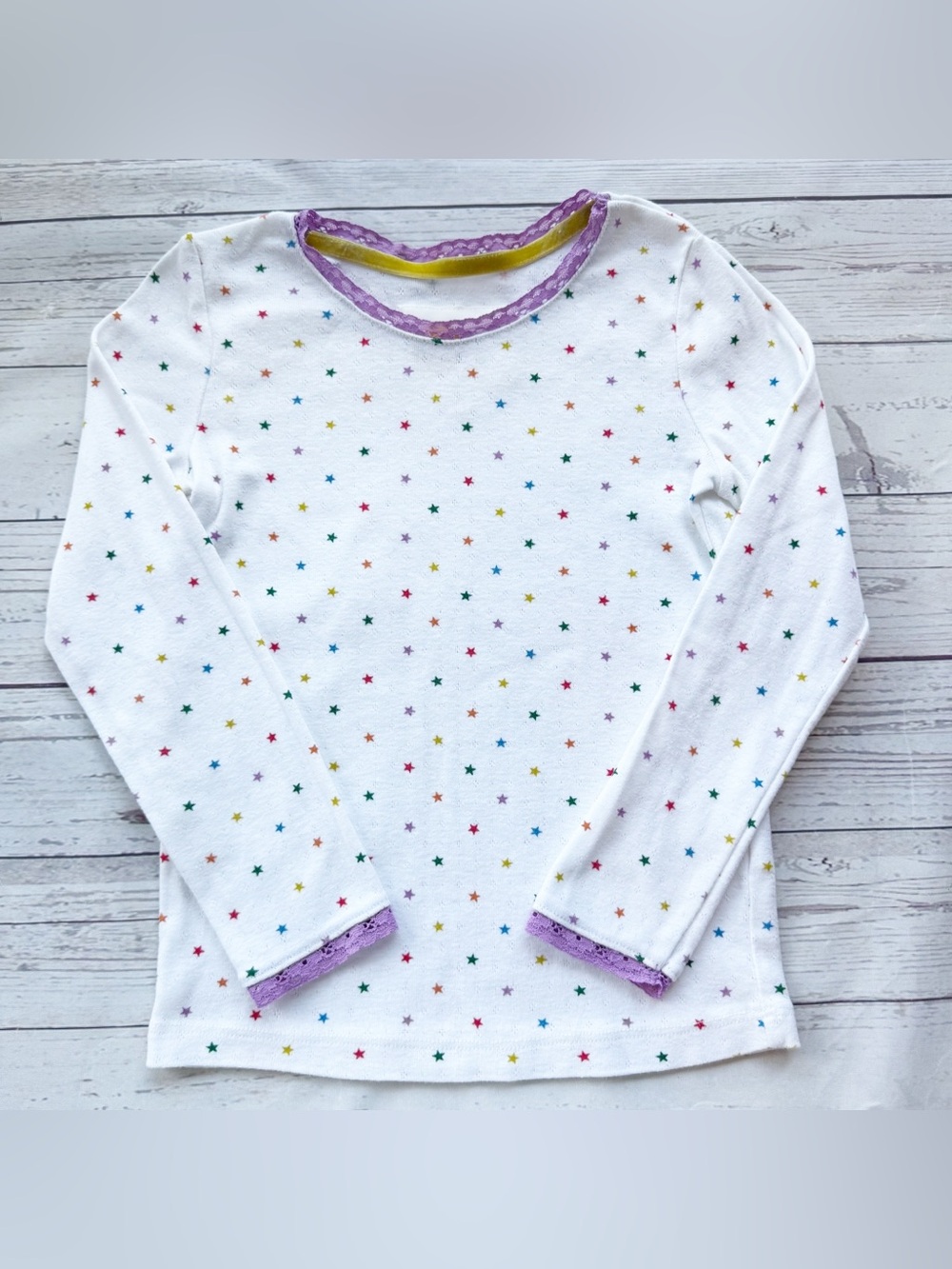 {Mini Boden} Star Print Pointelle Tee